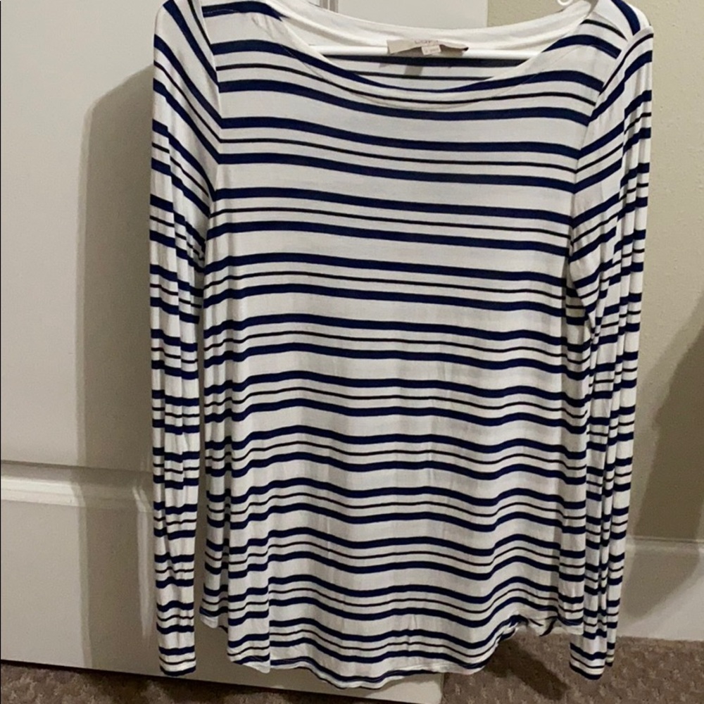 Loft Striped Rayon Top Size Small